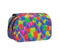 OKFSTY Estuche para lápices de doble capa con estampado de bolas de pickleball, bolsa de almacenamiento de gran capacidad para suministros escolares para niños, Black, Talla única, Organizador de