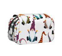 OKFSTY Estuche para lápices de doble capa con estampado de gnomos de Navidad, bolsa de almacenamiento de gran capacidad para suministros escolares para niños, Black, Talla única, Organizador de bolsas