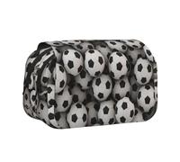 OKFSTY Estuche para lápices de doble capa con estampado de mar de fútbol, bolsa de almacenamiento de gran capacidad para suministros escolares para niños, Black, Talla única, Organizador de bolsas