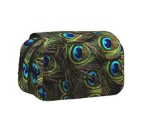 OKFSTY Estuche para lápices de doble capa con estampado de pavo real, bolsa de almacenamiento de gran capacidad para suministros escolares para niños, Black, Talla única, Organizador de bolsas