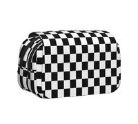 OKFSTY Estuche para lápices de doble capa con estampado de rayas blancas y negras, gran capacidad, para suministros escolares para niños, Black, Talla única, Organizador de bolsas