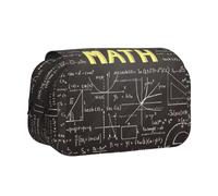 OKFSTY Estuche para lápices de doble capa con impresión de matemáticas escolares, bolsa de almacenamiento de gran capacidad para suministros escolares para niños, Black, Talla única, Organizador de