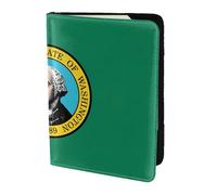 OKFSTY Funda para pasaporte con estampado de bandera de Washington, de piel de vaca, personalizable, para viaje, 5.5 pulgadas, Black, Talla única