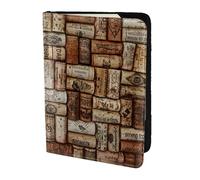OKFSTY Funda para pasaporte con estampado de corcho de vino, de piel de vaca, para viaje, 5.5 pulgadas, Black, Talla única