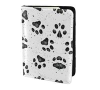 OKFSTY Funda para pasaporte de viaje con estampado de huellas de perro, de piel de vaca, personalizable, de 5.5 pulgadas, Black, Talla única