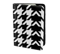 OKFSTY Funda para pasaporte de viaje con estampado de pata de gallo, de piel de vaca, personalizable, de 5.5 pulgadas, Black, Talla única