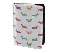 OKFSTY Funda para pasaporte de viaje con estampado de perros salchicha de 14 cm, Black, Talla única