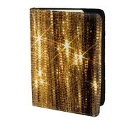 OKFSTY Funda para pasaporte de viaje con lentejuelas doradas y brillantes, para pasaporte, de viaje, 5.5 pulgadas, Black, Talla única