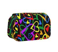OKFSTY Gay Pride - Estuche para lápices de doble capa con estampado de arco iris, bolsa de almacenamiento de gran capacidad para suministros escolares para niños, Black, Talla única, Organizador de