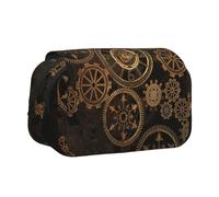OKFSTY Gears Clock - Estuche para lápices de doble capa con impresión de bronce de siglo, bolsa de almacenamiento de gran capacidad para suministros escolares para niños, Black, Talla única
