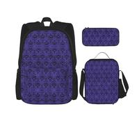 OKFSTY Haunted Mansion - Mochila de 3 piezas, 16 pulgadas para niños, preescolar, primaria y fiambrera, peso ligero, Black, Talla única, Juego de mochila escolar