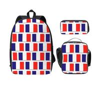 OKFSTY Juego de mochilas de bandera francesa con lonchera y estuche para sesiones de estudio en la biblioteca, Black, Talla única, Organizador de bolsas
