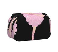 OKFSTY Little Ballerina Dancing Girl - Estuche para lápices de doble capa con estampado de niña bailarina, bolsa de almacenamiento de gran capacidad para suministros escolares para niños, Black, Talla