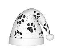 OKFSTY Sombrero de Navidad con patrón de pata de perro para niños, sombrero de Papá Noel multiusos para fiestas y eventos festivos