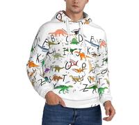 OKFSTY Stylish Learning Alphabets With Dinosaurs - Sudadera con capucha para hombre, forro polar de alta calidad con capucha ajustable, sudadera con capucha de forro polar pesado, Negro, XL