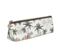 OKFSTY Tropical Palm Trees - Estuche portátil de piel con diseño triangular clásico con gran capacidad de almacenamiento, White, Talla única, Neceser de maquillaje