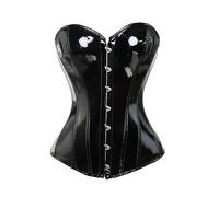 OKGD Mujeres Sexy PVC Overbust Corset Body Shaper Steampunk Lencería Gorset Cuero Cintura Entrenador Bustiers Ropa Adelgazante Femme-Negro,L