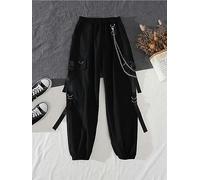 OKGD Ropa de Calle para Mujer, Traje de Dos Piezas, Cadena de Empalme, Manga Larga + Pantalones con Cadena de Cinta, Pantalones Cargo Harajuku, Conjuntos de 2 Piezas, Trajes para Mujer-Pantalones-S