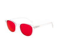 OKH Gafas con Lentes Rojas Anti Luz Azul para Hombre Mujer, Filtro 100% Luz Azul y Verde para Dormir Mejor, Gafas para Ordenador y Gaming (Transparente Redondas Rojo)