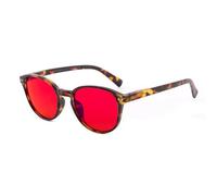 OKH Gafas con Lentes Rojas Anti Luz Azul para Hombre Mujer, Filtro 100% Luz Azul y Verde para Dormir Mejor, Gafas para Ordenador y Gaming (Tortuga Redondas Rojo)