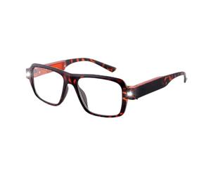 OKH Gafas de Lectura con Filtro de Luz Azul y Luces LED Recargables Integrada en la Montura, para Hombres y Mujeres Tortuga 1.5