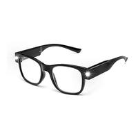 OKH Gafas de lectura con luz, lectores LED brillantes, gafas de lectura USB recargables para hombres y mujeres, gafas cuadradas (Negro, 1.5X)