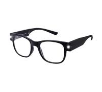 OKH Rectangulares Gafas de Lectura con Luz, Lectores LED Brillantes, Gafas de Lectura USB Recargables para Hombres y Mujeres (Negro Mate, 2.0X)