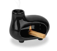 OkidSTEM Soporte para Incienso de Palo Santo, Quemador de Incienso de cerámica, Compatible con Salvia y Conos de Incienso, Ideal para meditación, Yoga, ambientador, Color Negro