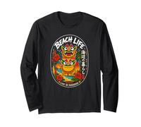 Okinawa Beach Kawaii Shisa Guardian Lions japonés Kanji Manga Larga