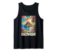 Okinawa Island Castle Japón Kanji Anime Otaku Souvenir Camiseta sin Mangas