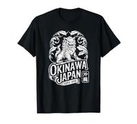 Okinawa Japón Guardian Shisa Lion Retro Hanko Kanji Souvenir Camiseta