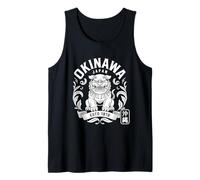 Okinawa Japón Guardian Shisa Lion Retro Hanko Kanji Souvenir Camiseta sin Mangas
