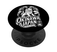Okinawa Japón Guardian Shisa Lion Retro Hanko Kanji Souvenir PopSockets PopGrip Adhesivo