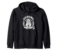 Okinawa Japón Guardian Shisa Lion Retro Hanko Kanji Souvenir Sudadera con Capucha