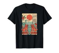 Okinawa Japón Vintage Japonés Shisa Lion Retro Kanji Diseño Camiseta