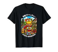 Okinawa japonés Shisa Sakura Kawaii Kanji Souvenir Camiseta gráfica económica, Hombre, Negro, L