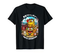 Okinawa - Recuerdo japonés Shisa Tokio para visitante Kawaii Kanji Camiseta gráfica económica, Hombre, Negro, L