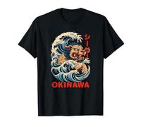 Okinawa Shisa japonés Kanji Lion Retro Anime Japón Souvenir Camiseta