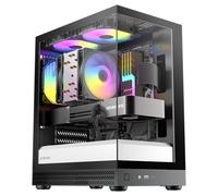 Okinos Aqua UNO - Funda Micro ATX, sin soporte de radiador, longitud máxima de GPU de 309 mm, vidrio templado panorámico de liberación rápida, ventilador ARGB de 3 x 120 mm preinstalado, tipo C 5 Gbps
