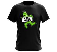 OKIWOKI Camiseta de Hombre Negra Parodia de Final Fantasy VII - FFVII - Pampa - Free Hugs (T-Shirt Talla XL - Impresa en Francia - Réf : 565)