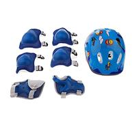Okiyakusama 1 Casco Protector Infantil con Coderas Muñequeras Rodilleras Material Plástico Esponjado para Niños Adecuado para Patinaje Deportes Extremos Ciclismo, Azul