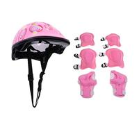 Okiyakusama 1 Casco Protector Infantil con Coderas Muñequeras Rodilleras Material Plástico Esponjado para Niños Adecuado para Patinaje Deportes Extremos Ciclismo, Rosado