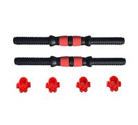 Okiyakusama 2 Piezas Barra Mango Mancuerna Barra Conector Rosca Varilla Firme Antideslizante Acero con Collares Bloqueo Adecuado para Ejercicios de Pesas Entrenam, Rojo + Negro, 50cm