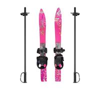Okiyakusama 2 Piezas Esquís Cortos Niños Tablas de Ski Zapatos Patines Ice Snowblades Fijaciones Material PP de Instalación Fácil para Niños de 3-8 años, Graffiti Rosa