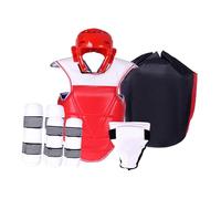 Okiyakusama 6 Piezas Equipo de Protección Taekwondo Set Profesional Incluye Casco Guantes Espinilleras Chaleco Material EVA PU Adecuado para Actividades Marciales, m