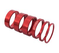 Okiyakusama 6 Piezas Espaciador de Dirección para Bicicleta Arandela Ajuste Manillar Anillo Repuesto Aros de Reparación Aluminio Resistencia Al Impacto Adecuado P, Rojo