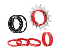 Okiyakusama 7 Piezas Cassette de Una Velocidad para Bicicleta Sprocket Piñón Engranaje de Conversión de Acero Inoxidable con Espaciadores para Ciclistas Repuestos, Rojo