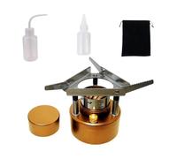 Okiyakusama Alcohol Estufa Portátil de Acero Inoxidable para Cocina Al Aire Libre Quemador Espíritu Metálico con Accesorios de Picnic Adecuado para Camping Sender, Oro