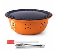Okiyakusama Asador portátil carbón metal para jardín, ial para 3-5, para viajes, Naranja Hermès con bandeja para asar