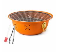 Okiyakusama Asador portátil carbón metal para jardín, ial para 3-5, para viajes, Naranja Hermès con rejilla para asar